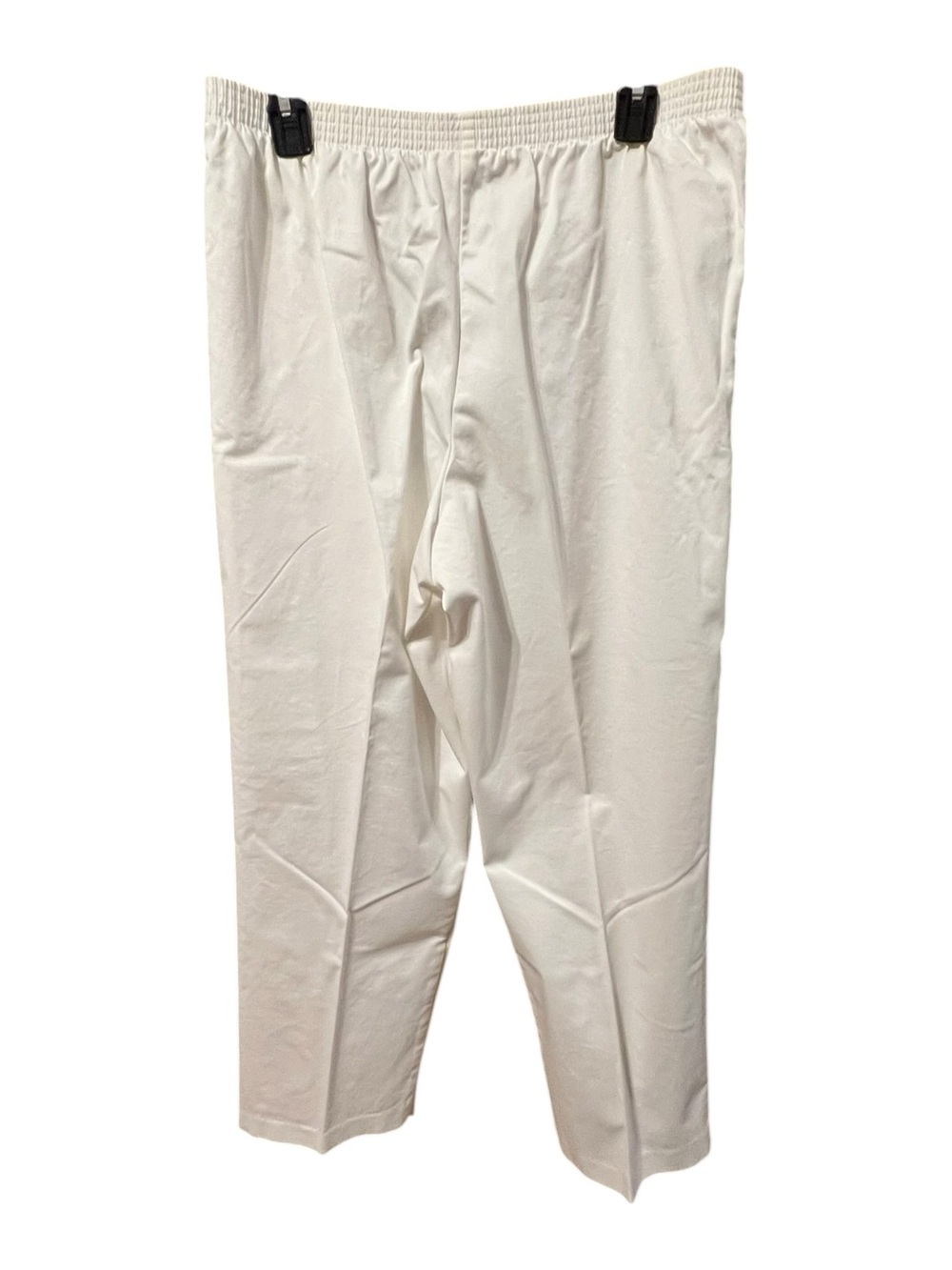 Alfred Dunner White Pull-On Pants Elastic Waist Straight Leg Stretch Cotton 12 - Picture 3 of 4